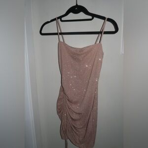 Elegant Sparkling Tan Dress